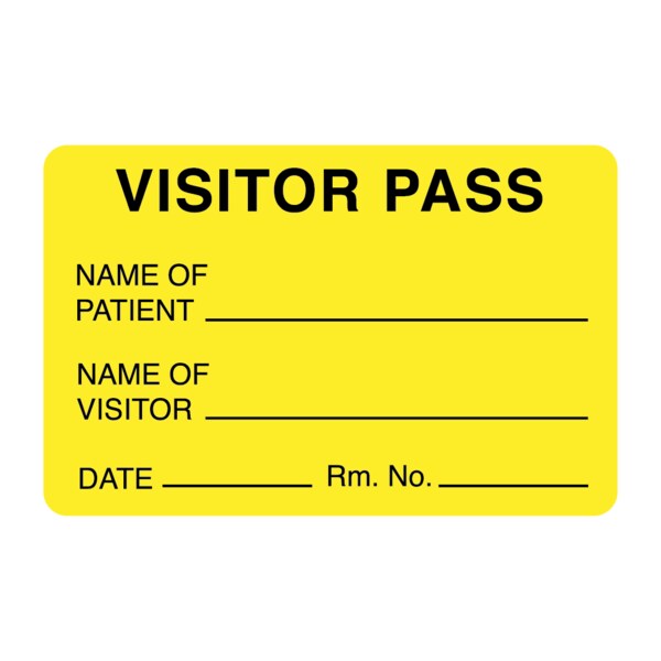 Visitor Pass - Name Of Patient/Visitor 1-15/16" x 3"